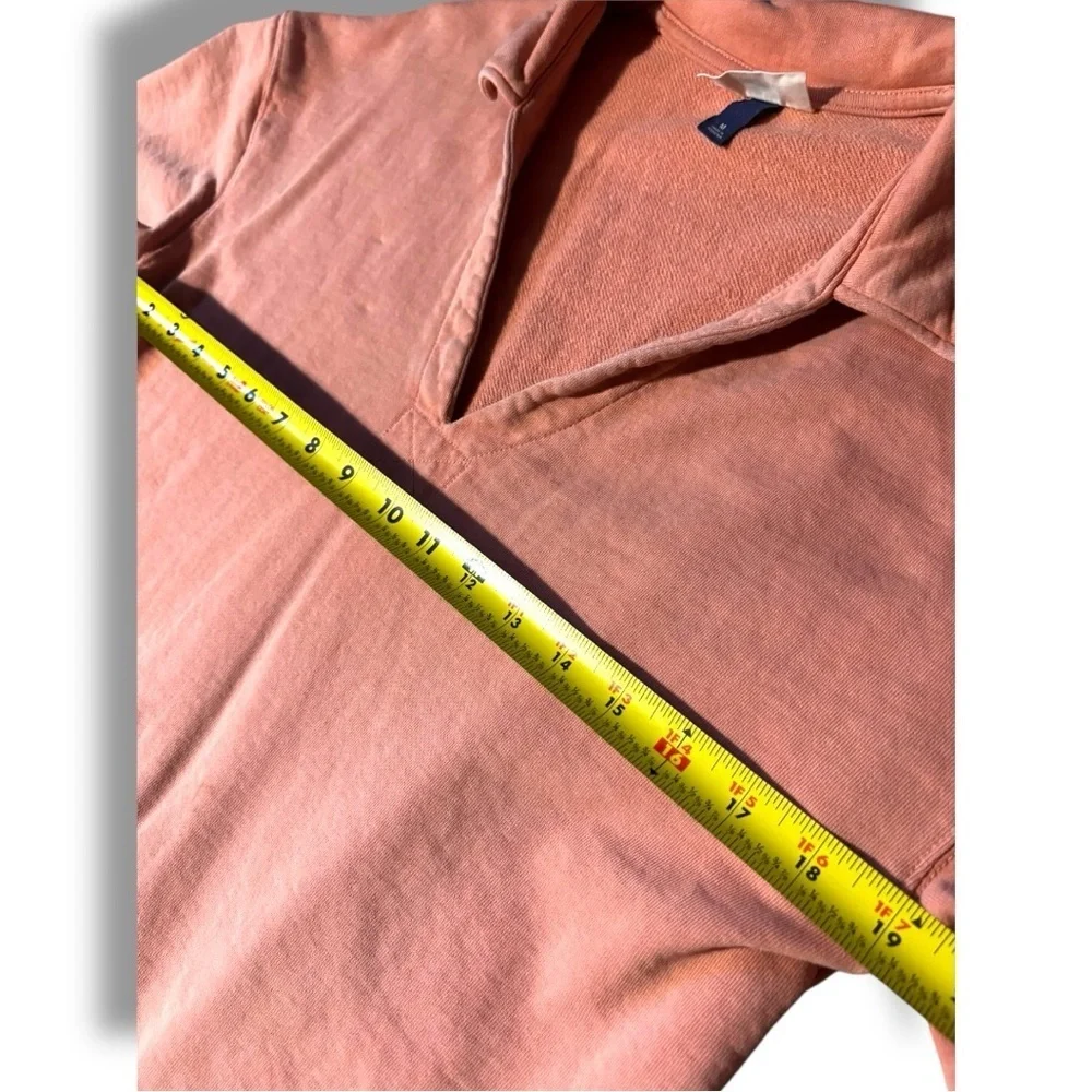 Universal Threads Casual Peach V-Neck Collared Long Tee Sleeve Women's Top